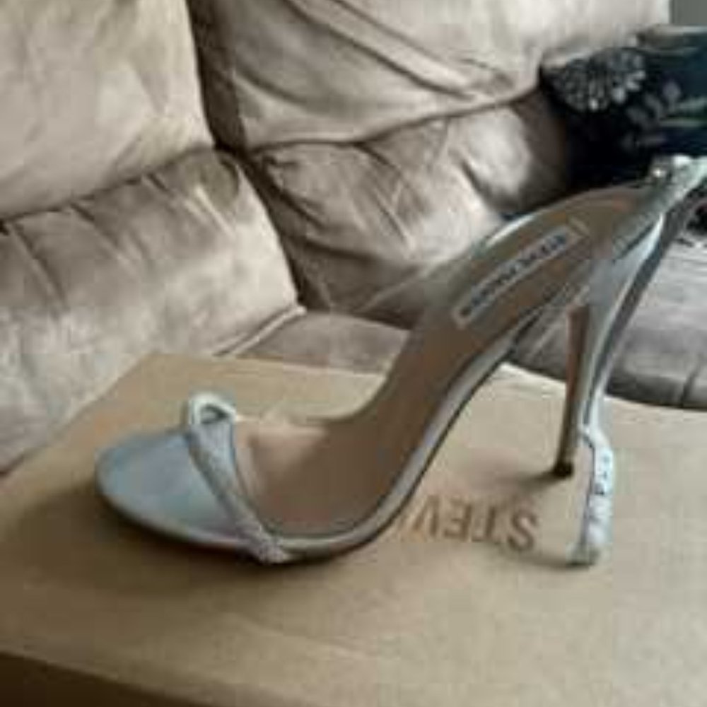 Steve Madden Microsuede , rhinestones Ankle strap buckle closure